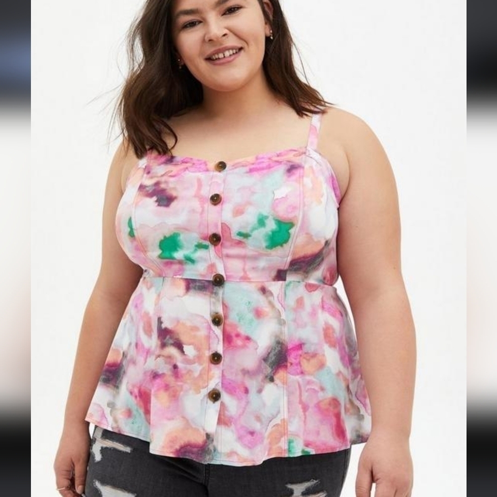 TORRID Ladies Fit and Flare Rayon Twill Button Front Tank- size 5X